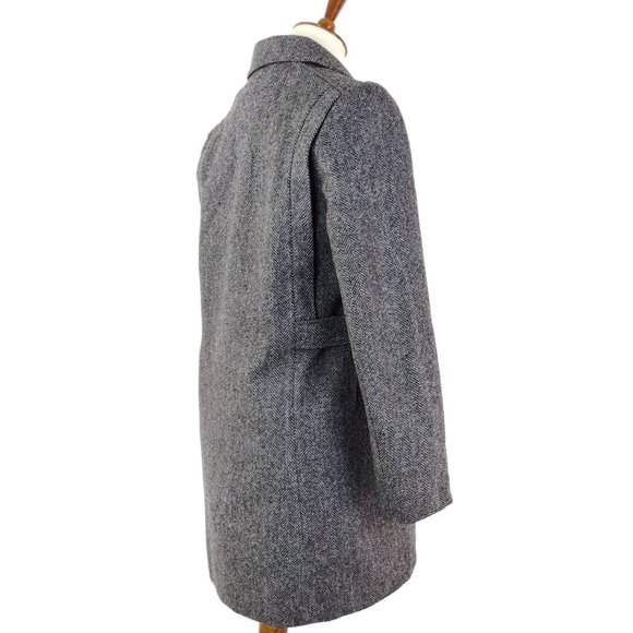 Vintage Gray Wool Herringbone Pea Coat Small - Picture 3 of 10